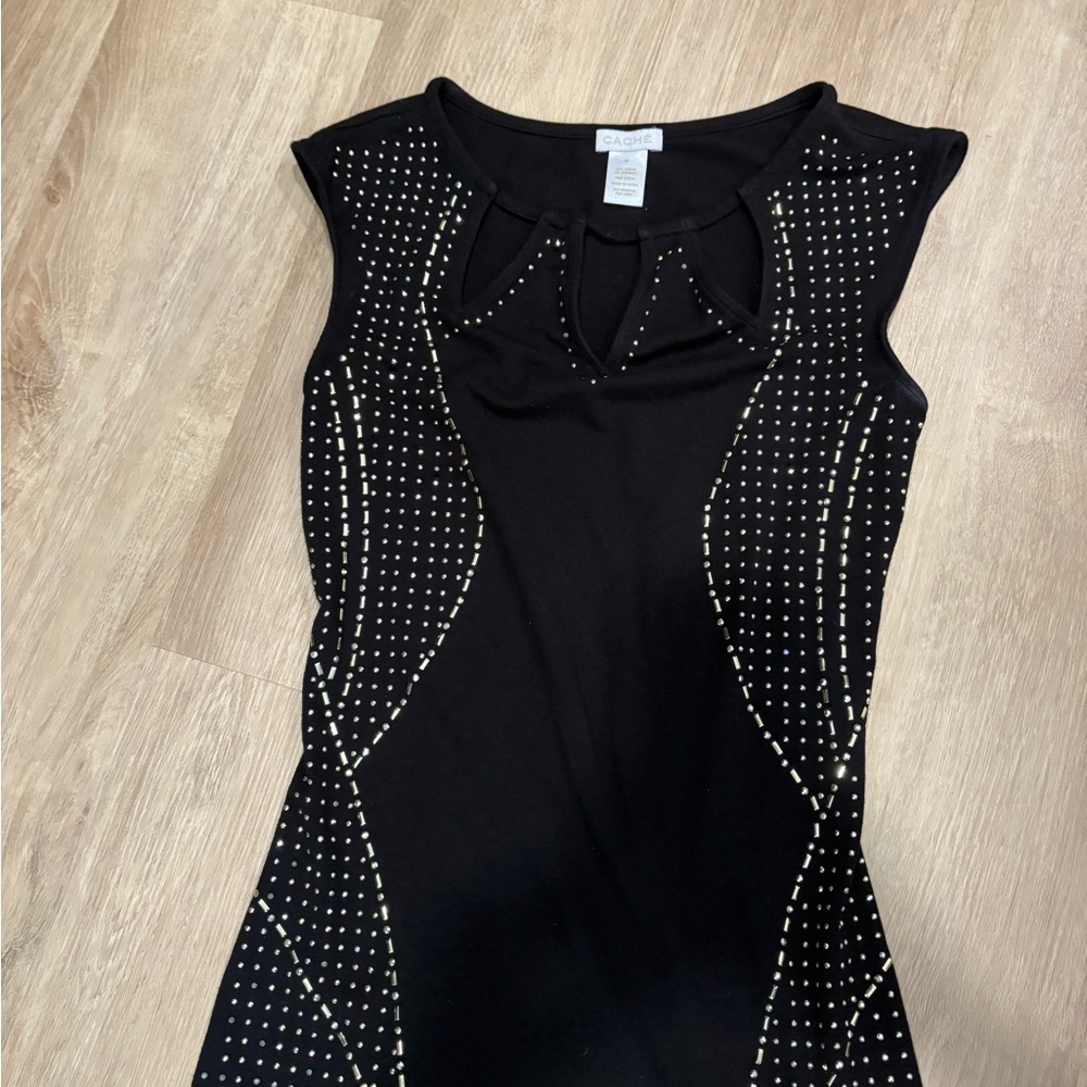 Black Sleeveless top with Studded Design